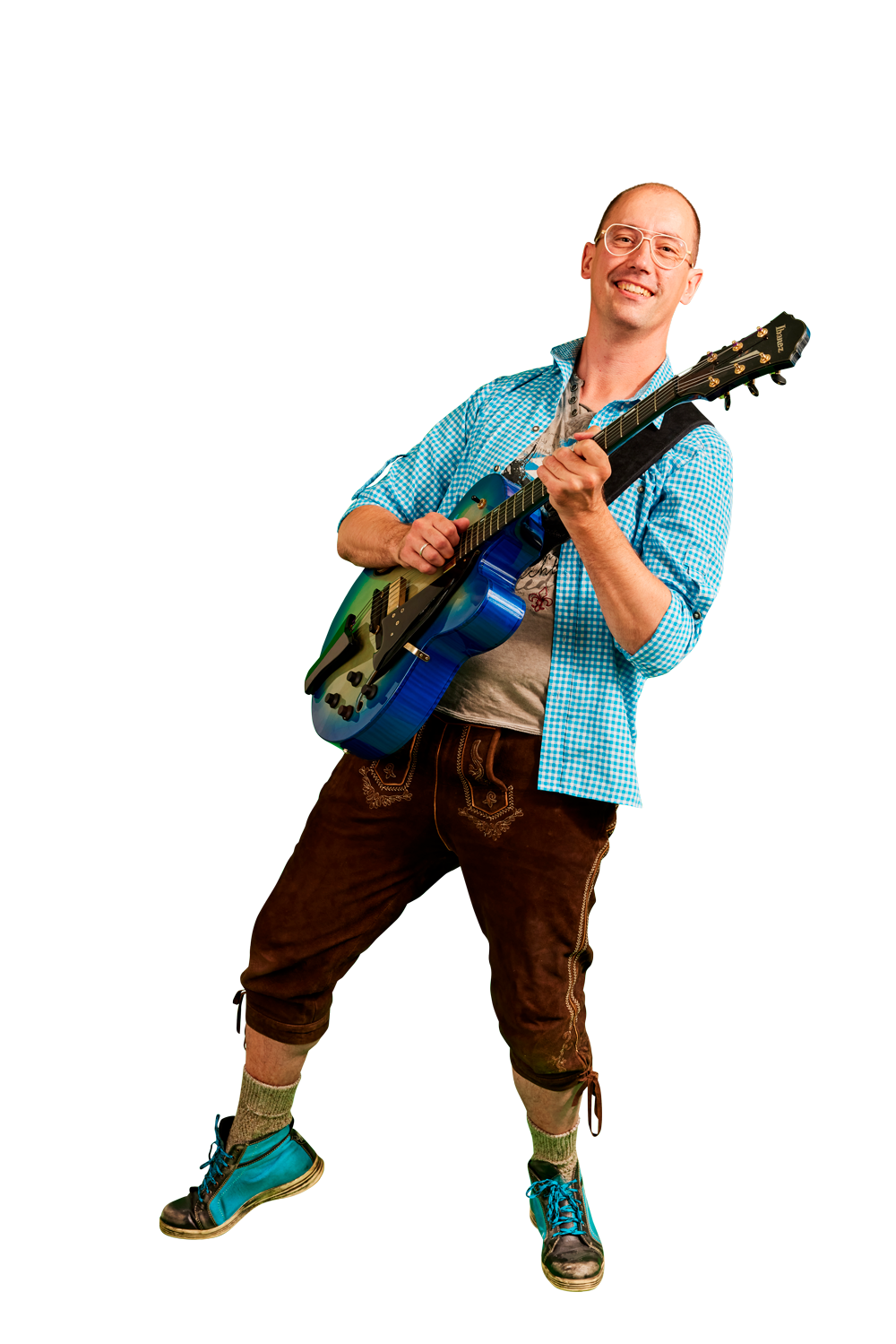 Peter fra The Bier Hunters kombinerer moderne guitarspil med traditionel tyrolermusik